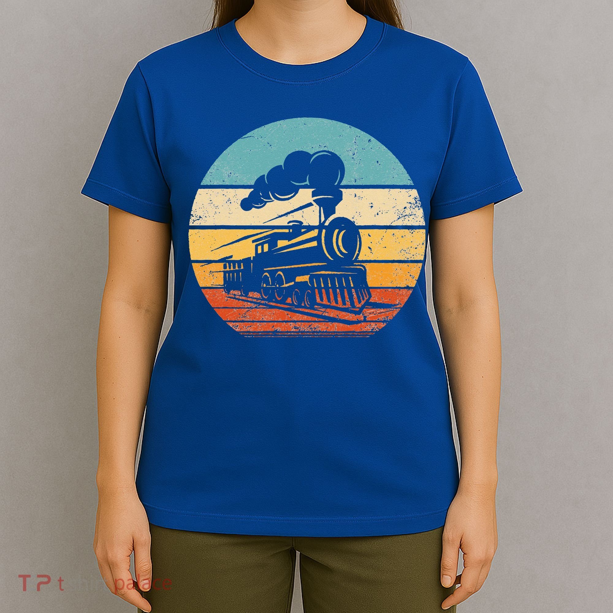 Train Vintage Sunset Retro Engineer Engine Conductor T-Shirt