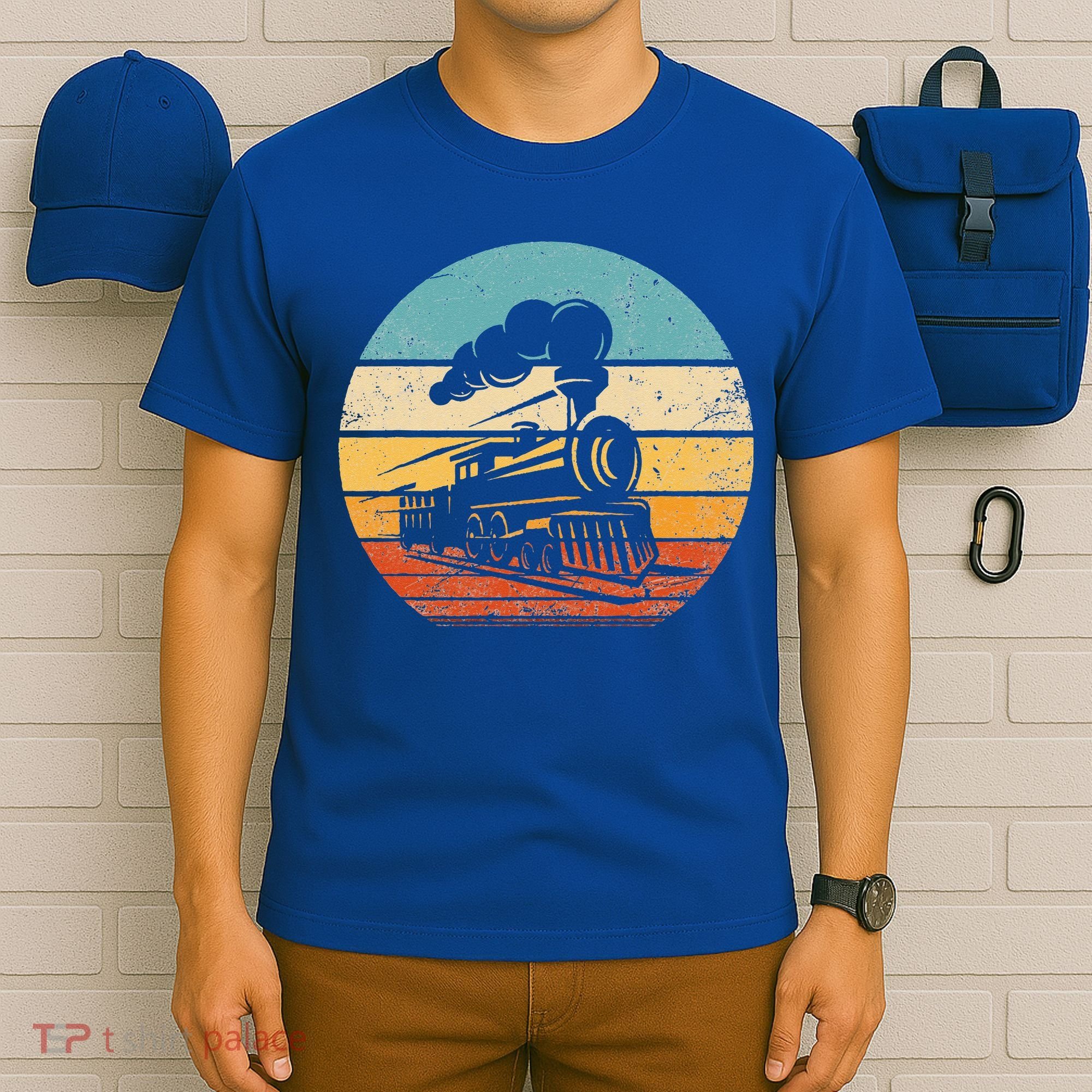 Train Vintage Sunset Retro Engineer Engine Conductor T-Shirt