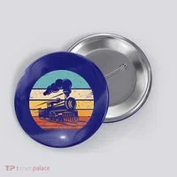 Train Vintage Sunset Retro Engineer Engine Conductor Button thumb 0