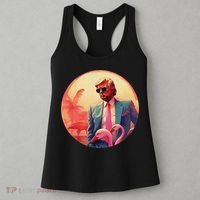Trump Vice Style Sunglasses And Flamingos In Miami Women's Tank Top thumb 3