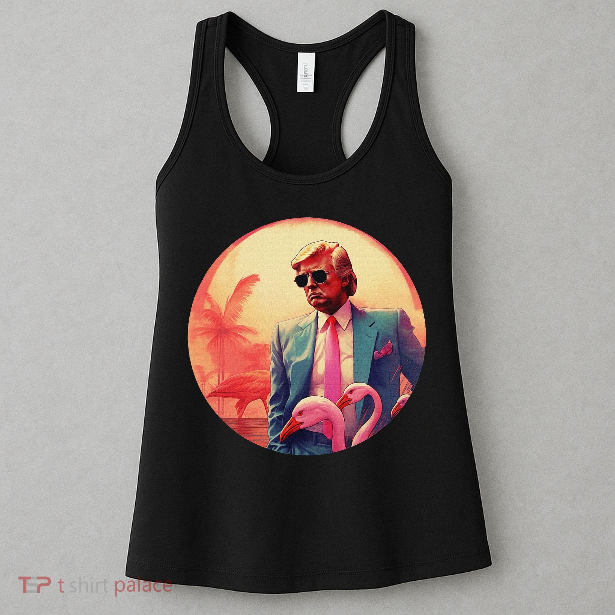 Trump Vice Style Sunglasses And Flamingos In Miami Women's Tank Top
