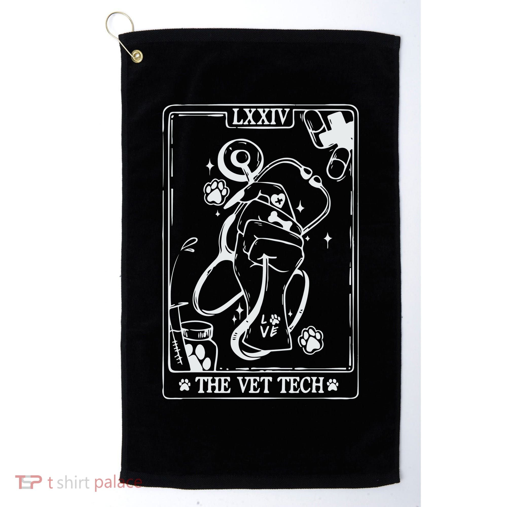 The Vet Tech Tarot Card Funny Veterinary Tech Golf Towel