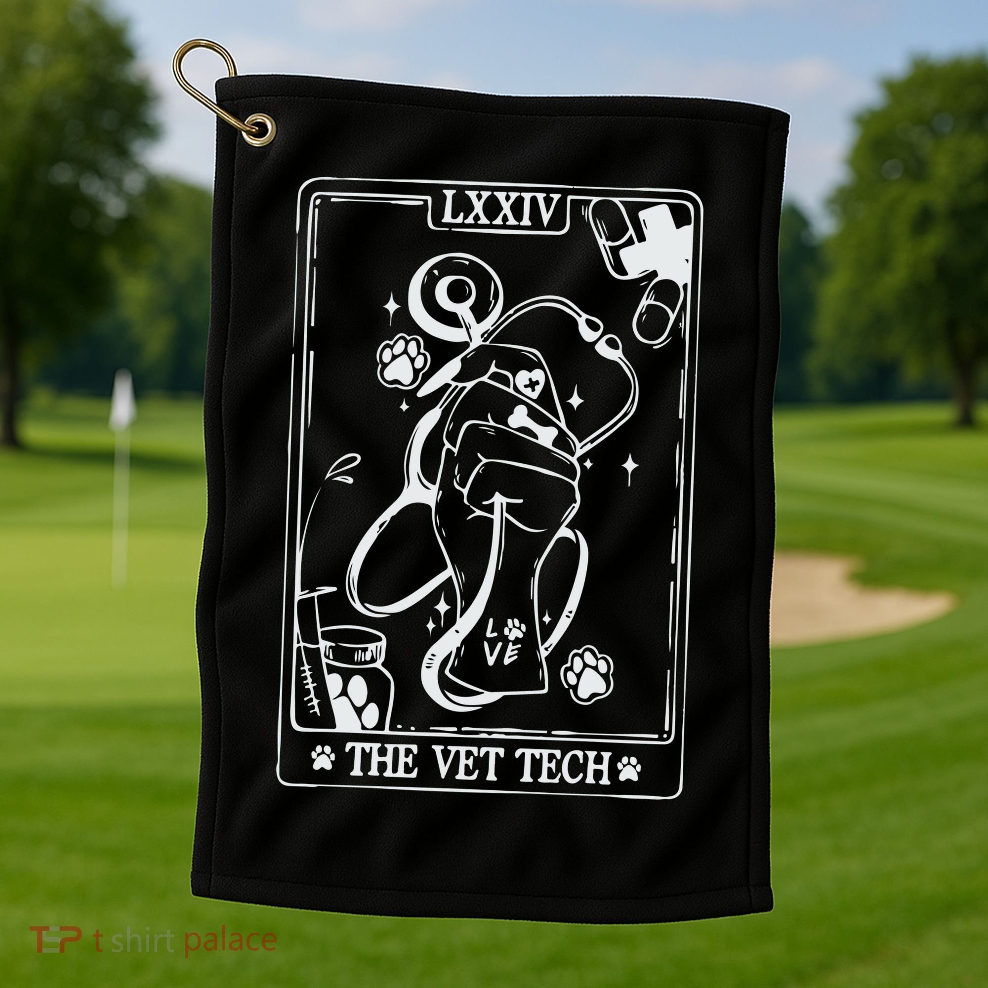 The Vet Tech Tarot Card Funny Veterinary Tech Golf Towel