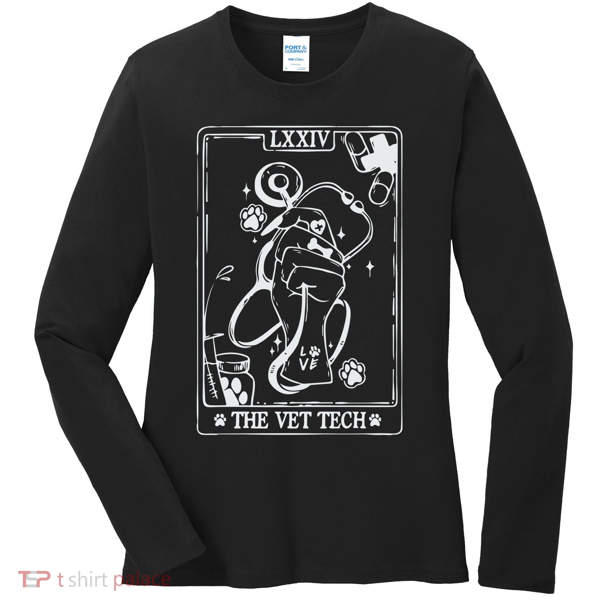 The Vet Tech Tarot Card Funny Veterinary Tech Women's Long Sleeve Shirt
