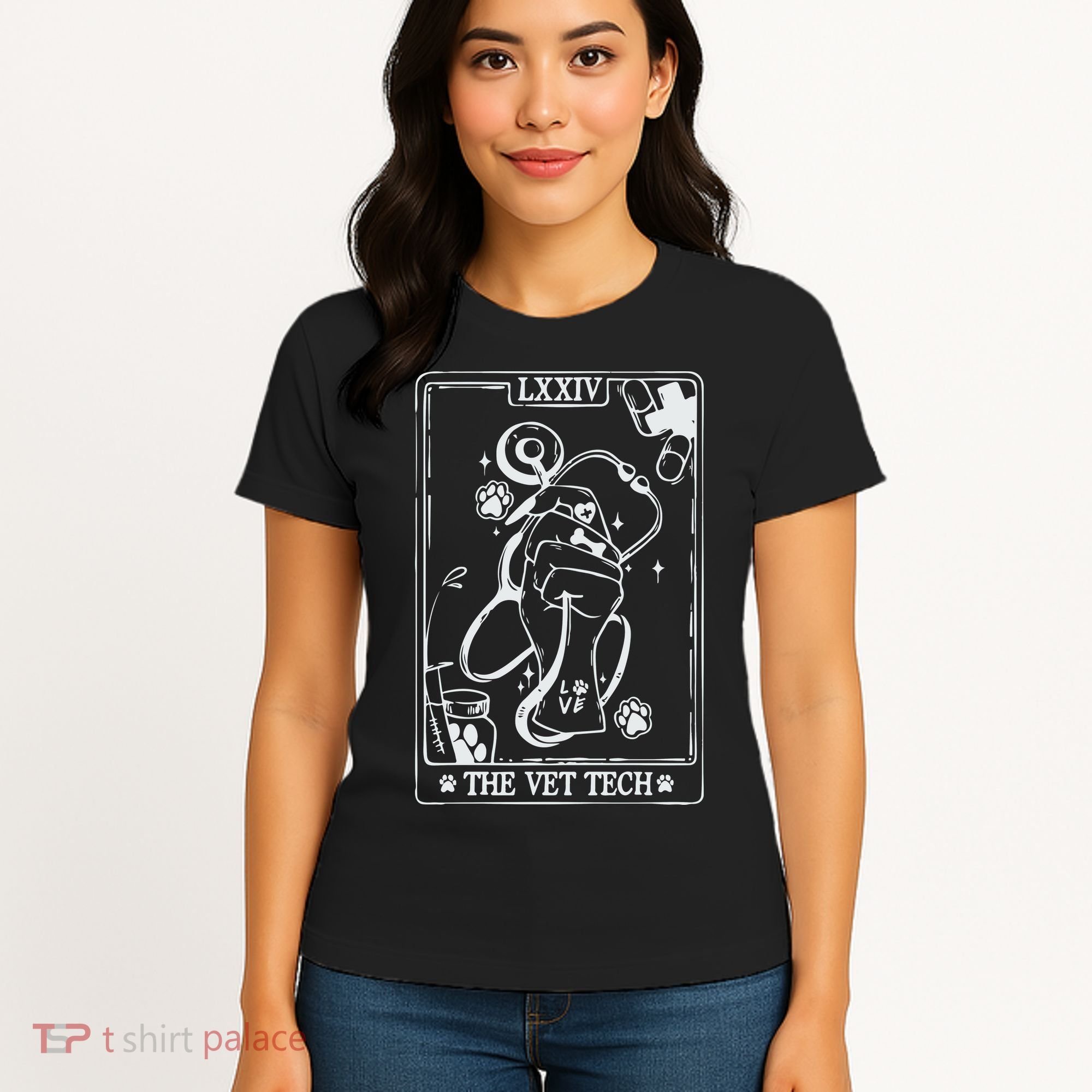 The Vet Tech Tarot Card Funny Veterinary Tech Women's T-Shirt