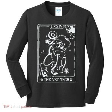 The Vet Tech Tarot Card Funny Veterinary Tech Kids Long Sleeve Shirt