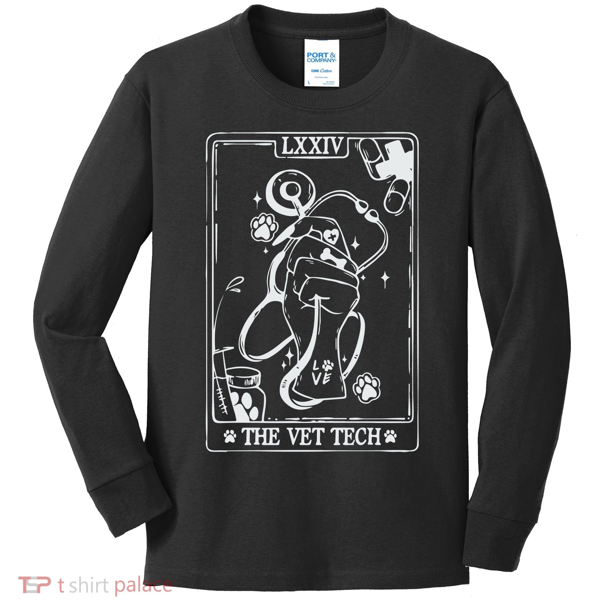 The Vet Tech Tarot Card Funny Veterinary Tech Kids Long Sleeve Shirt