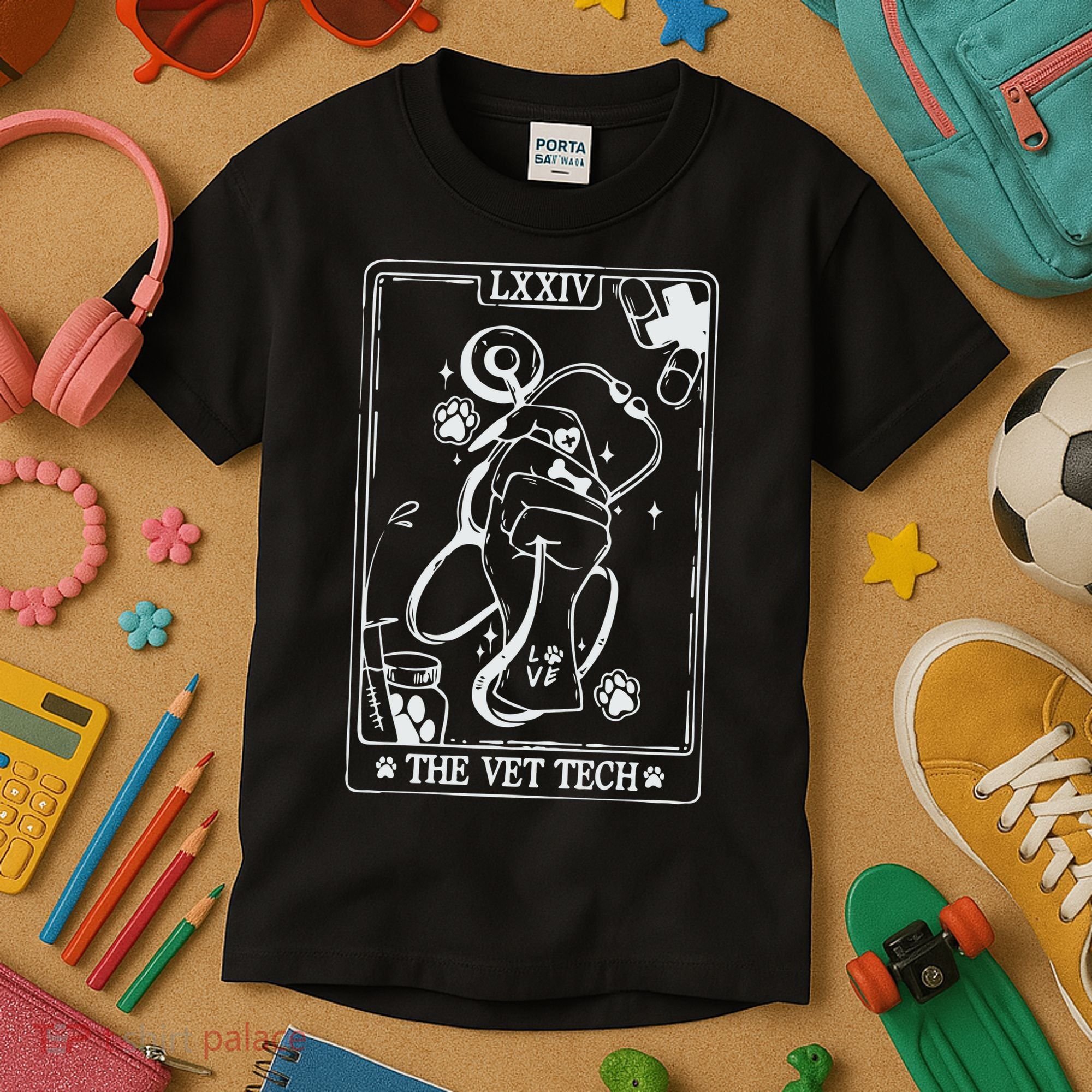 The Vet Tech Tarot Card Funny Veterinary Tech Kids T-Shirt