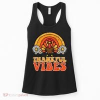Thankful Vibes Turkey Rainbow Thanksgiving Women Women's Tank Top thumb 0