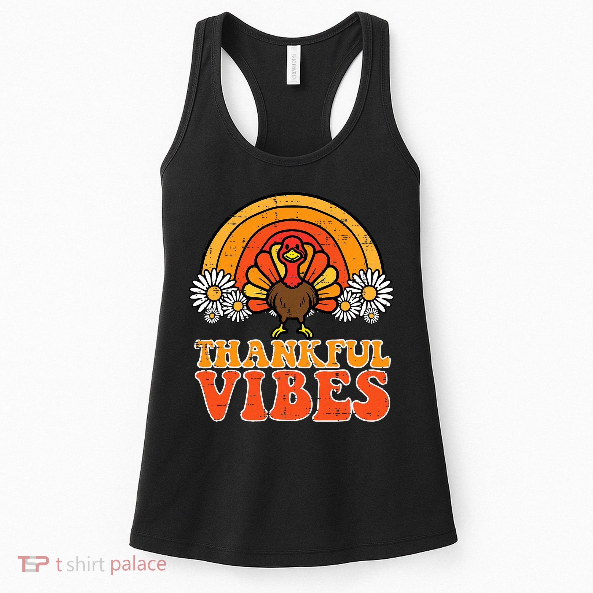 Thankful Vibes Turkey Rainbow Thanksgiving Women Women's Tank Top