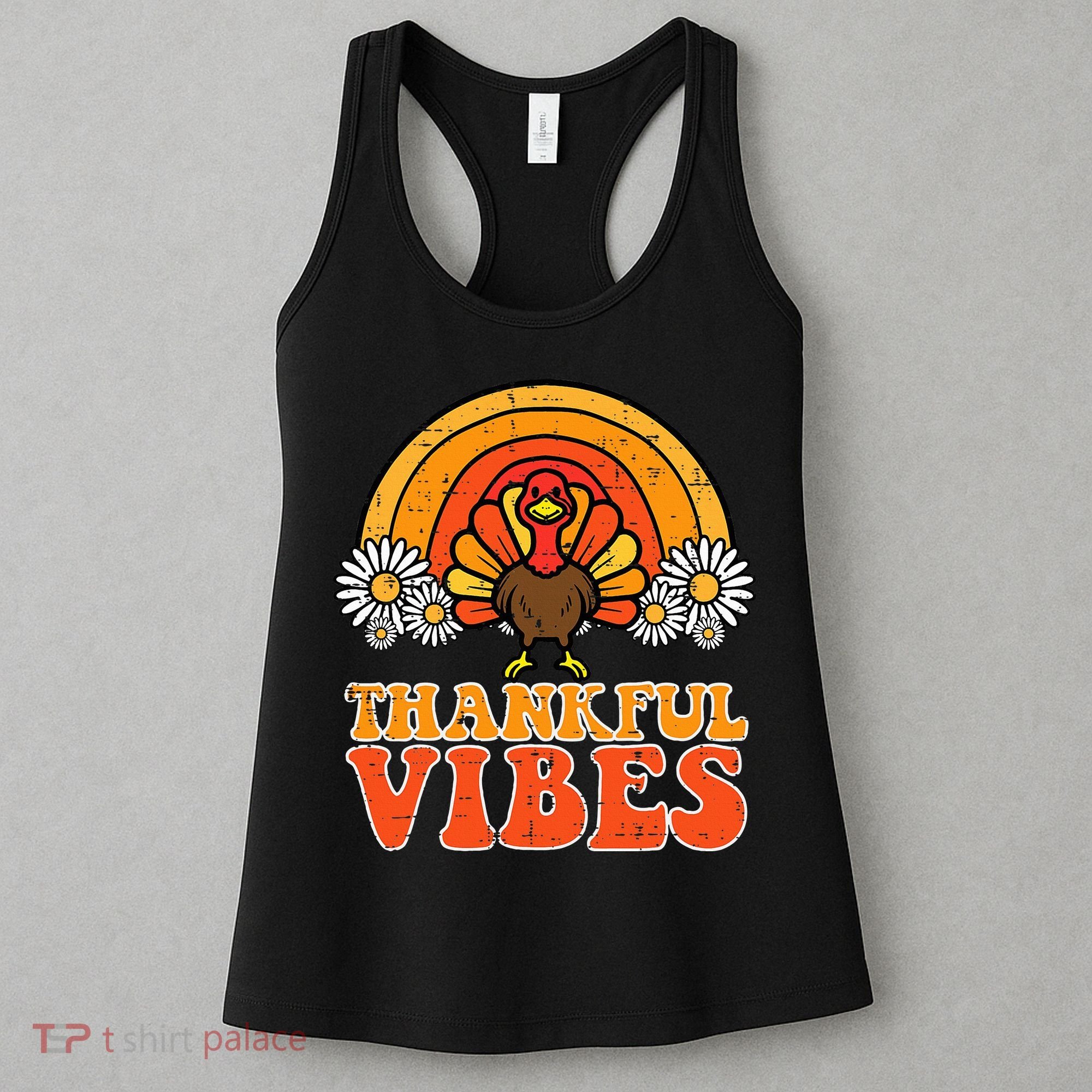 Thankful Vibes Turkey Rainbow Thanksgiving Women Women's Tank Top