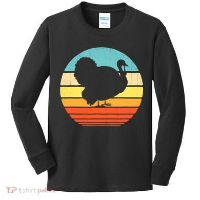 Turkey Vintage Thanksgiving Kids Long Sleeve Shirt