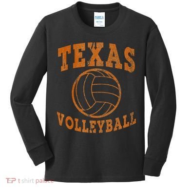 Texas Volleyball Vintage Distressed Kids Long Sleeve Shirt