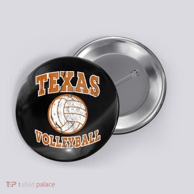 Texas Volleyball Vintage Distressed Button