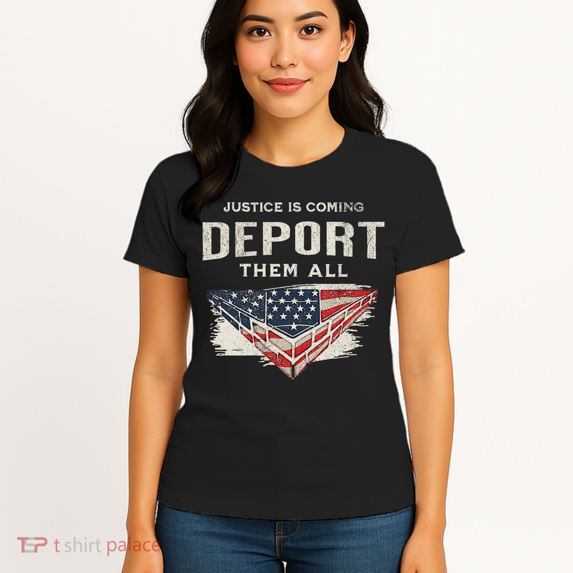 Trump Won 2024 Justice Is Coming Deport Them All Wall Women's T-Shirt