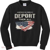 Trump Won 2024 Justice Is Coming Deport Them All Wall Kids Sweatshirt thumb 0