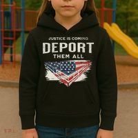 Trump Won 2024 Justice Is Coming Deport Them All Wall Kids Hoodie thumb 3
