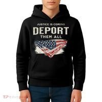 Trump Won 2024 Justice Is Coming Deport Them All Wall Kids Hoodie thumb 4