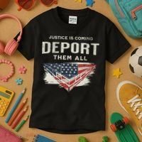 Trump Won 2024 Justice Is Coming Deport Them All Wall Kids T-Shirt thumb 3