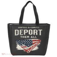 Trump Won 2024 Justice Is Coming Deport Them All Wall Tote Bag thumb 0