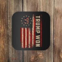 Trump Won 2024 45 47th President Usa Flag Coaster thumb 0