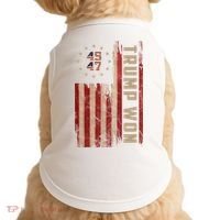 Trump Won 2024 45 47th President Usa Flag Doggie Tank thumb 0