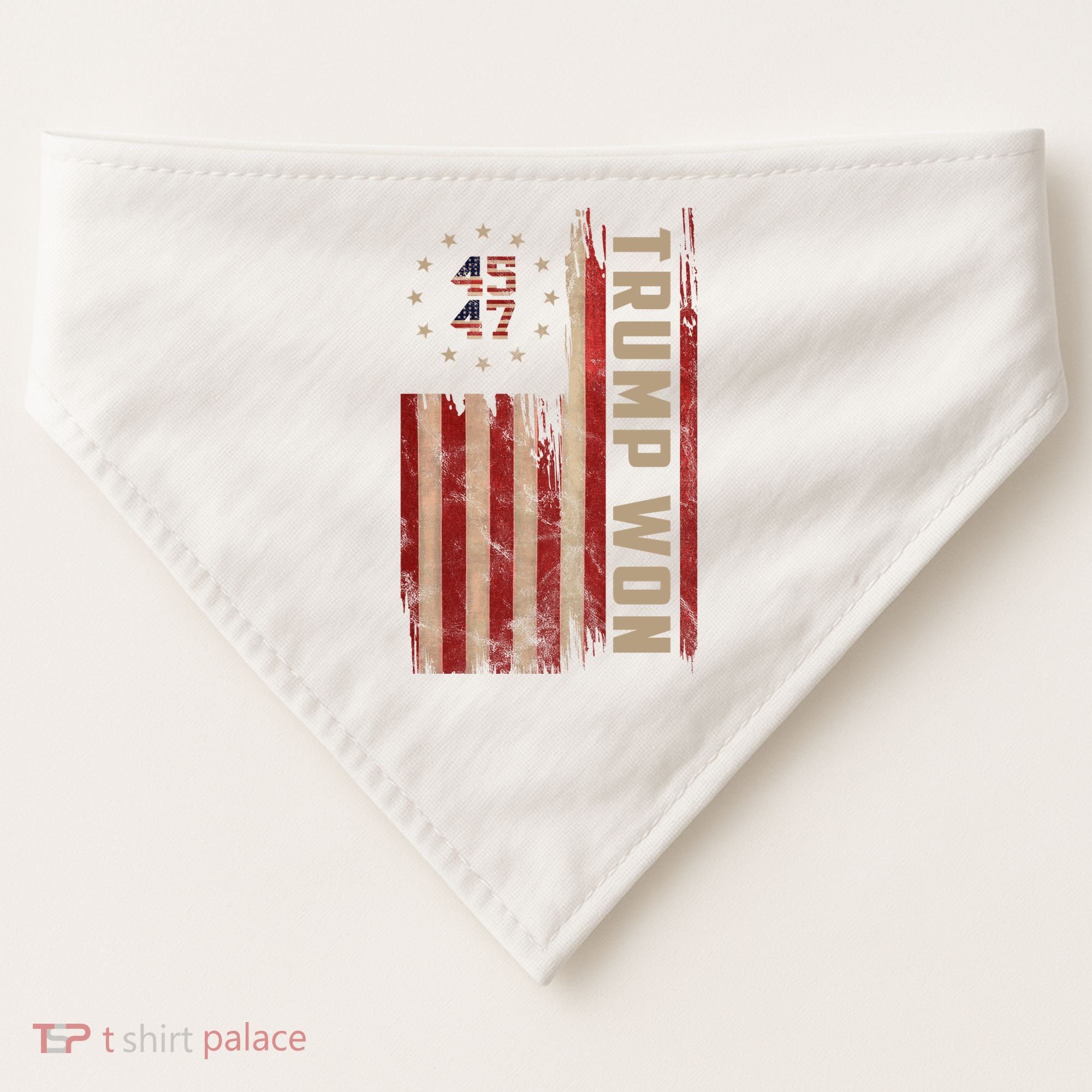 Trump Won 2024 45 47th President Usa Flag USA-Made Doggie Bandana