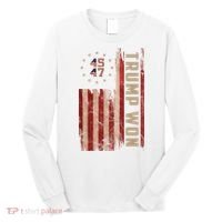 Trump Won 2024 45 47th President Usa Flag Long Sleeve Shirt thumb 0