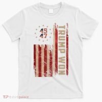 Trump Won 2024 45 47th President Usa Flag T-Shirt thumb 0