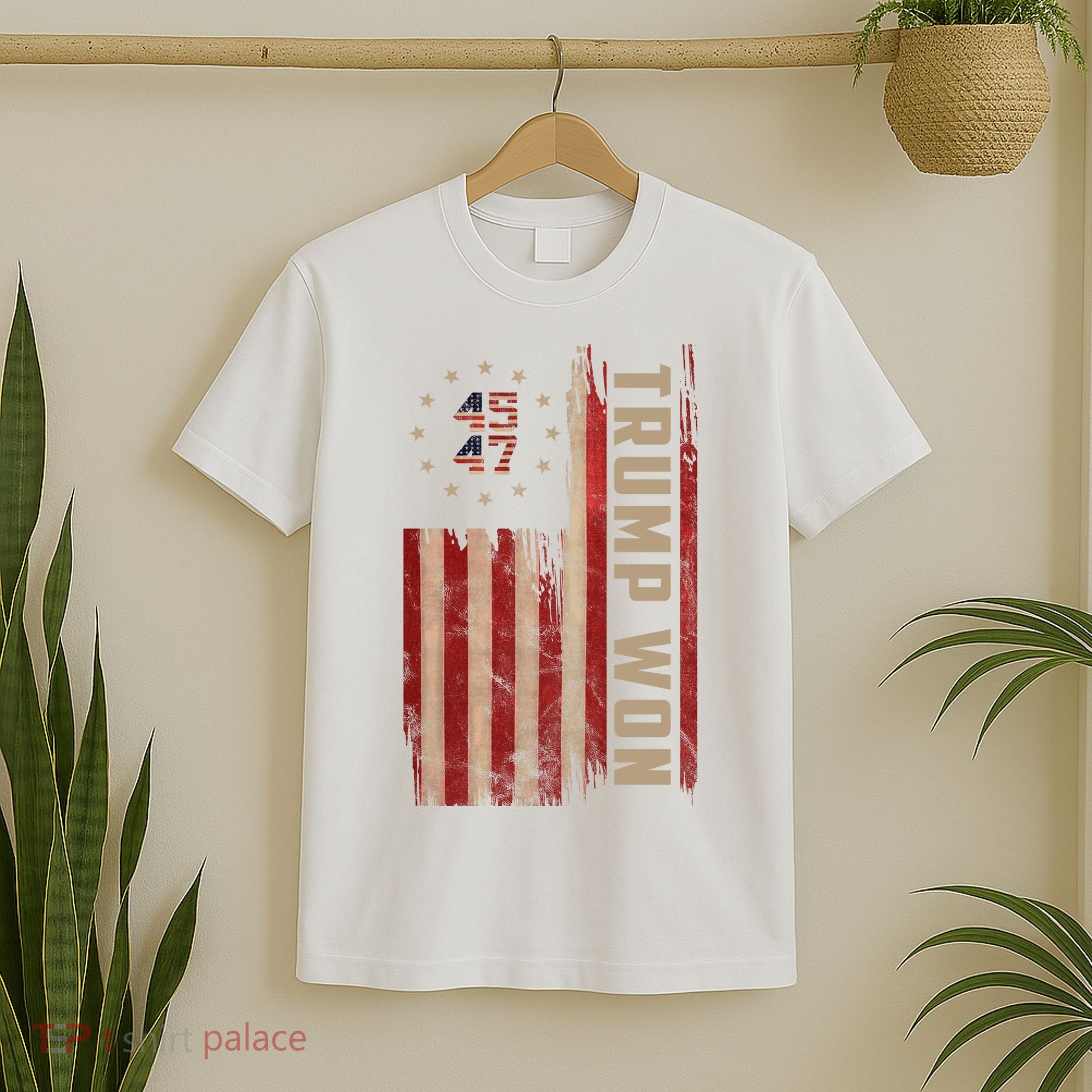 Trump Won 2024 45 47th President Usa Flag T-Shirt