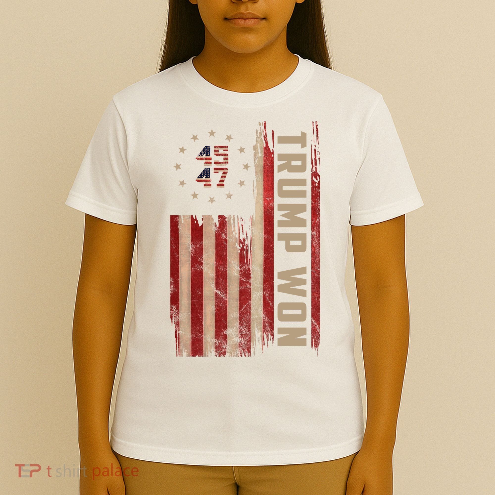 Trump Won 2024 45 47th President Usa Flag T-Shirt