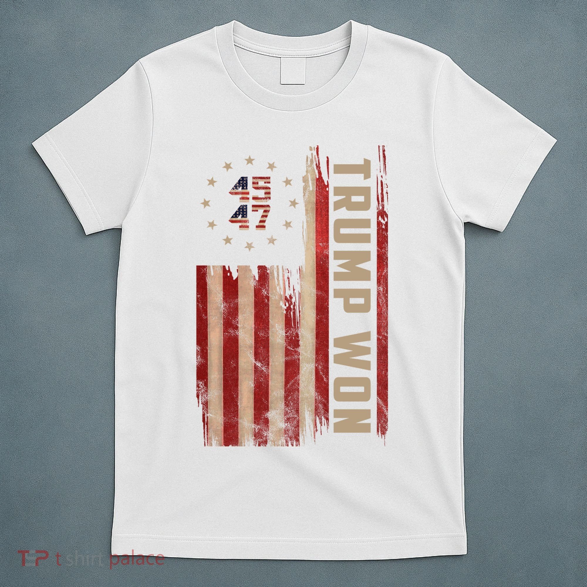 Trump Won 2024 45 47th President Usa Flag T-Shirt