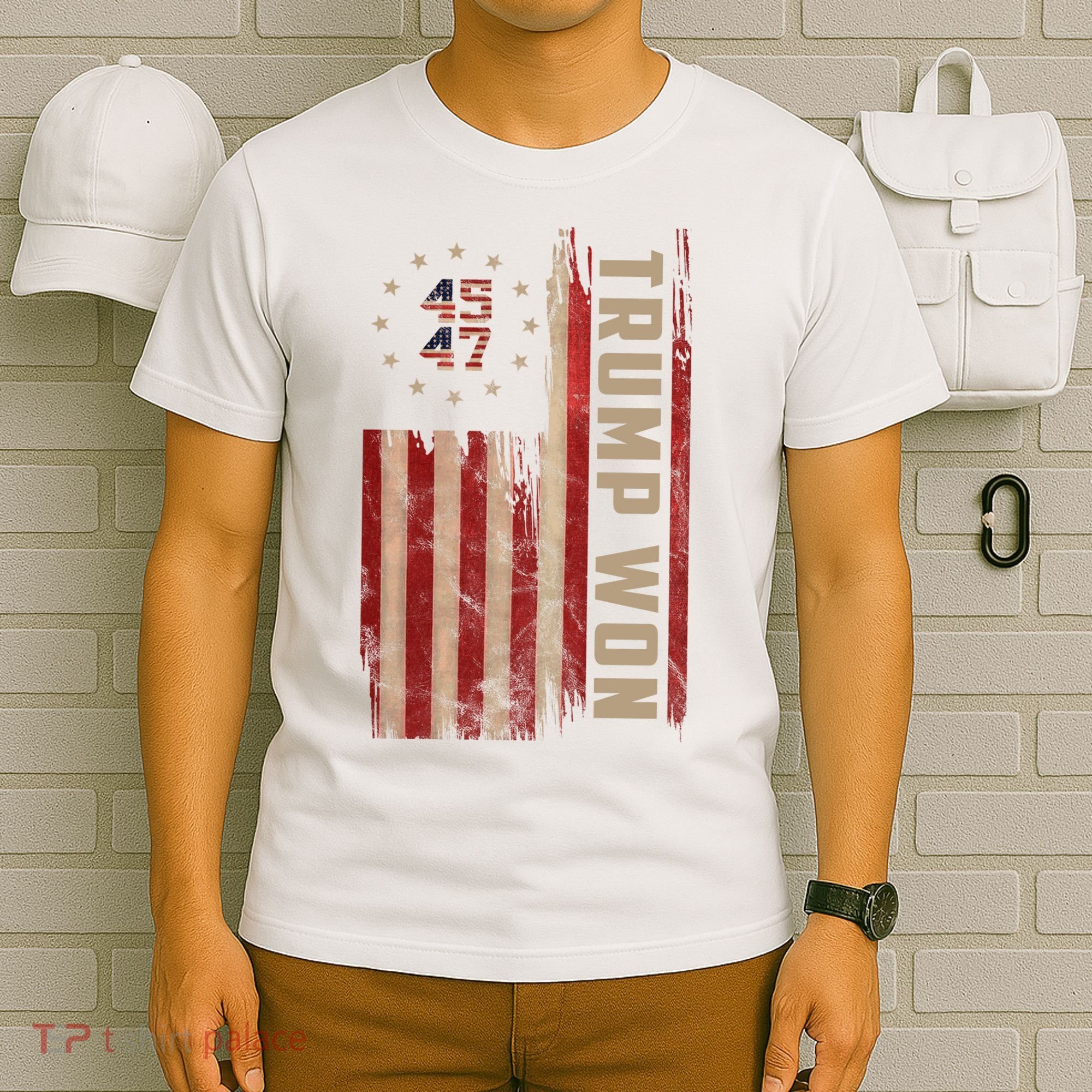 Trump Won 2024 45 47th President Usa Flag T-Shirt