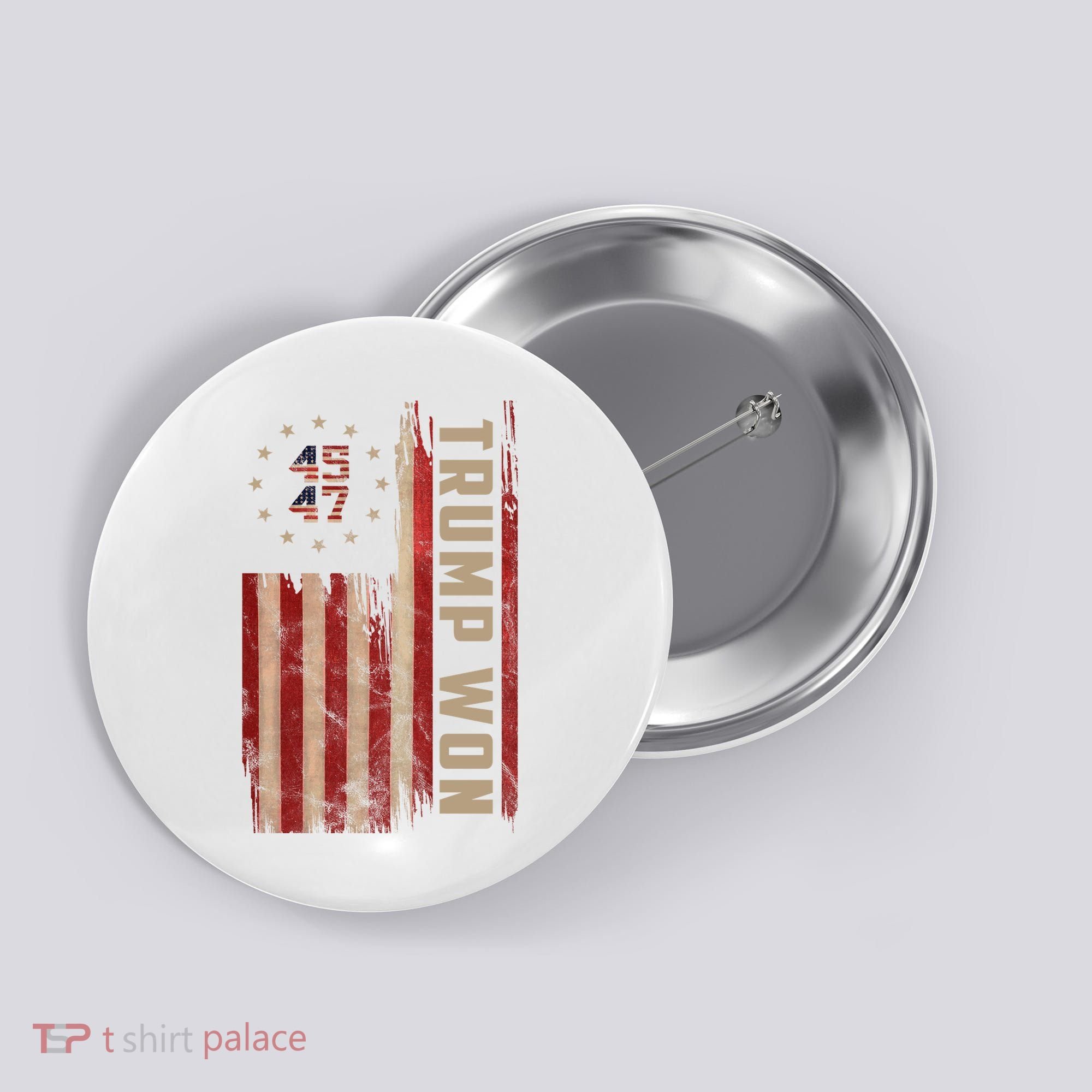 Trump Won 2024 45 47th President Usa Flag Button