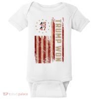 Trump Won 2024 45 47th President Usa Flag Baby Bodysuit thumb 0