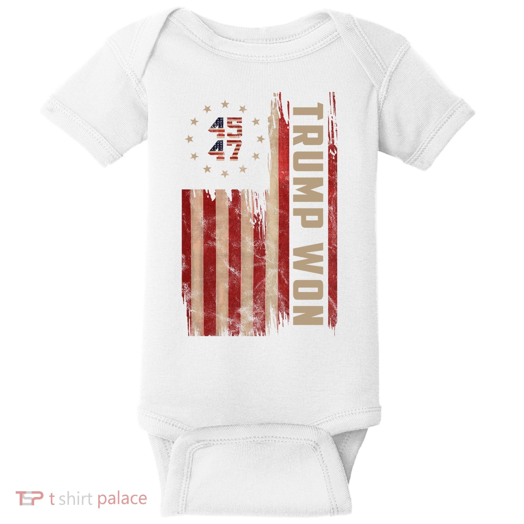 Trump Won 2024 45 47th President Usa Flag Baby Bodysuit
