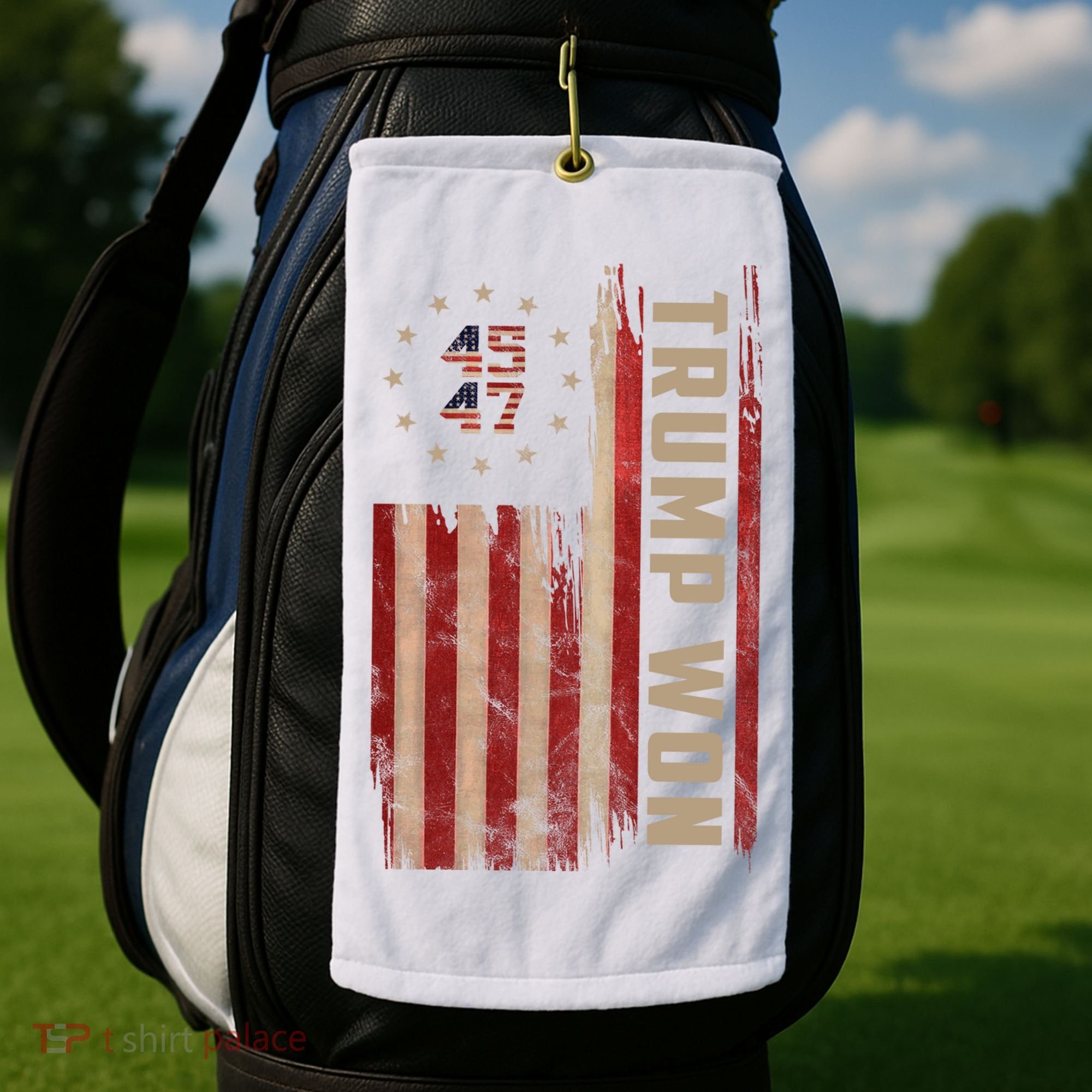 Trump Won 2024 45 47th President Usa Flag Golf Towel