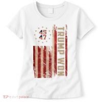 Trump Won 2024 45 47th President Usa Flag Women's T-Shirt thumb 0