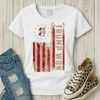 Trump Won 2024 45 47th President Usa Flag Women's T-Shirt thumb 3