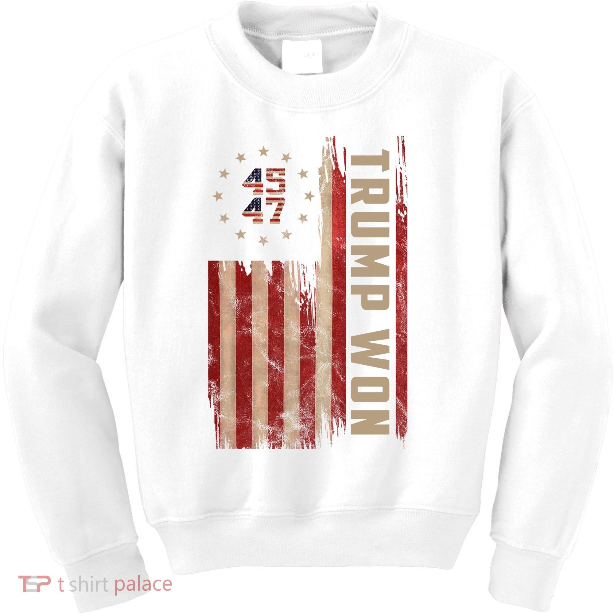 Trump Won 2024 45 47th President Usa Flag Kids Sweatshirt