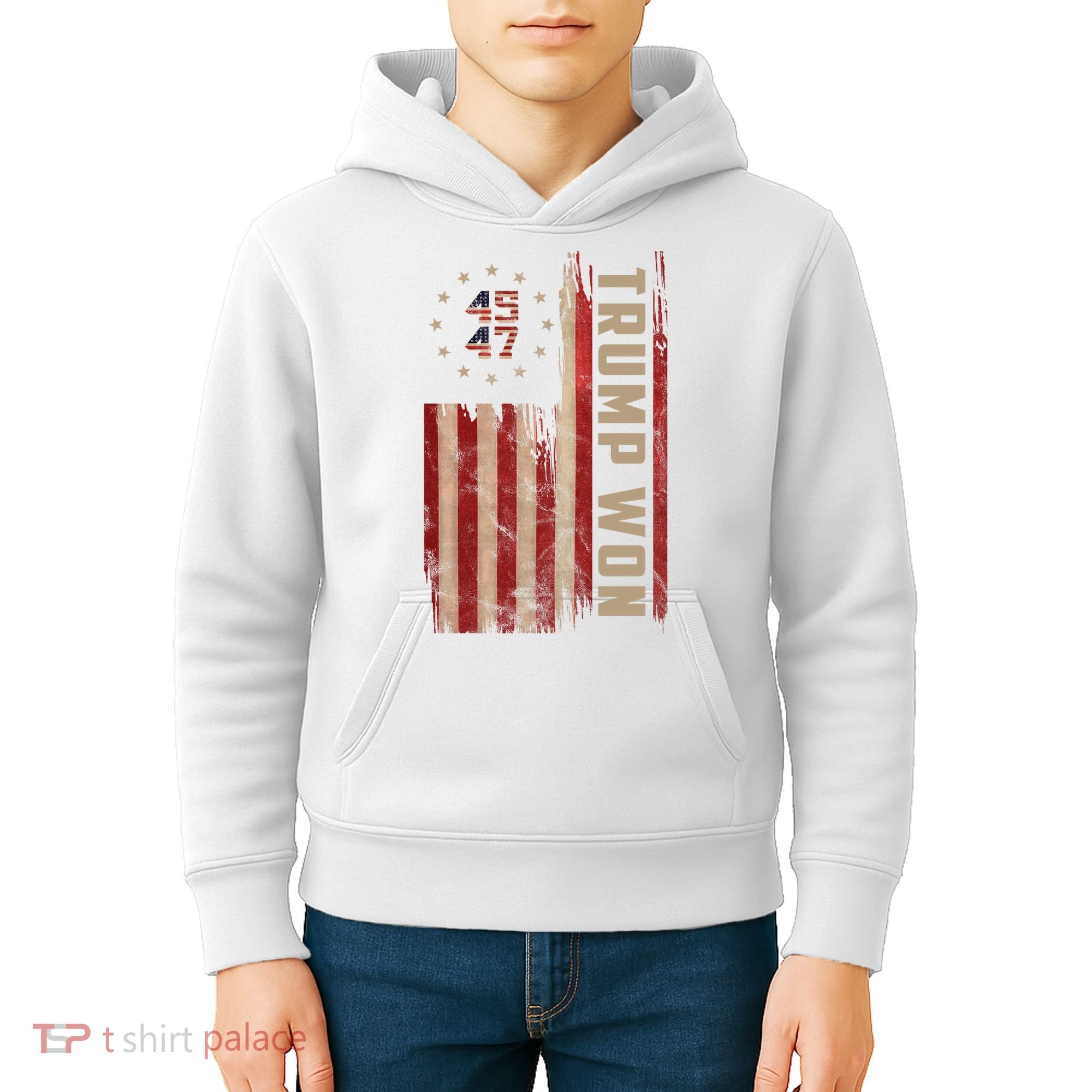 Trump Won 2024 45 47th President Usa Flag Kids Hoodie