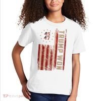 Trump Won 2024 45 47th President Usa Flag Kids T-Shirt thumb 2