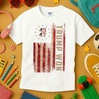 Trump Won 2024 45 47th President Usa Flag Kids T-Shirt thumb 3