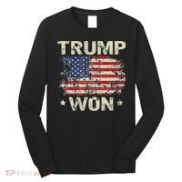 Trump Won 4th of July American Flag Long Sleeve Shirt thumb 0