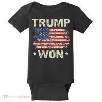 Trump Won 4th of July American Flag Baby Bodysuit thumb 0