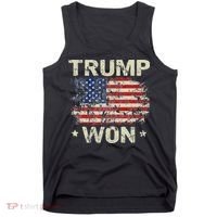 Trump Won 4th of July American Flag Tank Top thumb 0