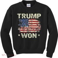 Trump Won 4th of July American Flag Kids Sweatshirt thumb 0