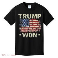 Trump Won 4th of July American Flag Kids T-Shirt thumb 0