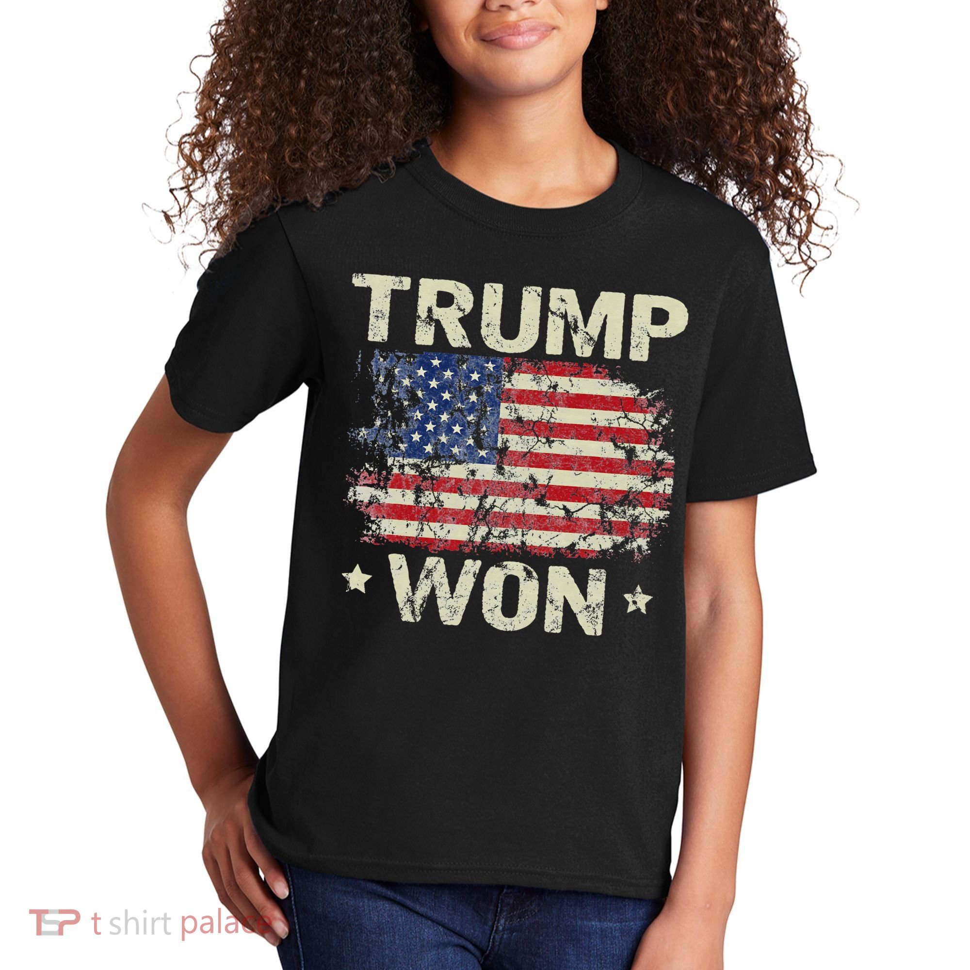 Trump Won 4th of July American Flag Kids T-Shirt