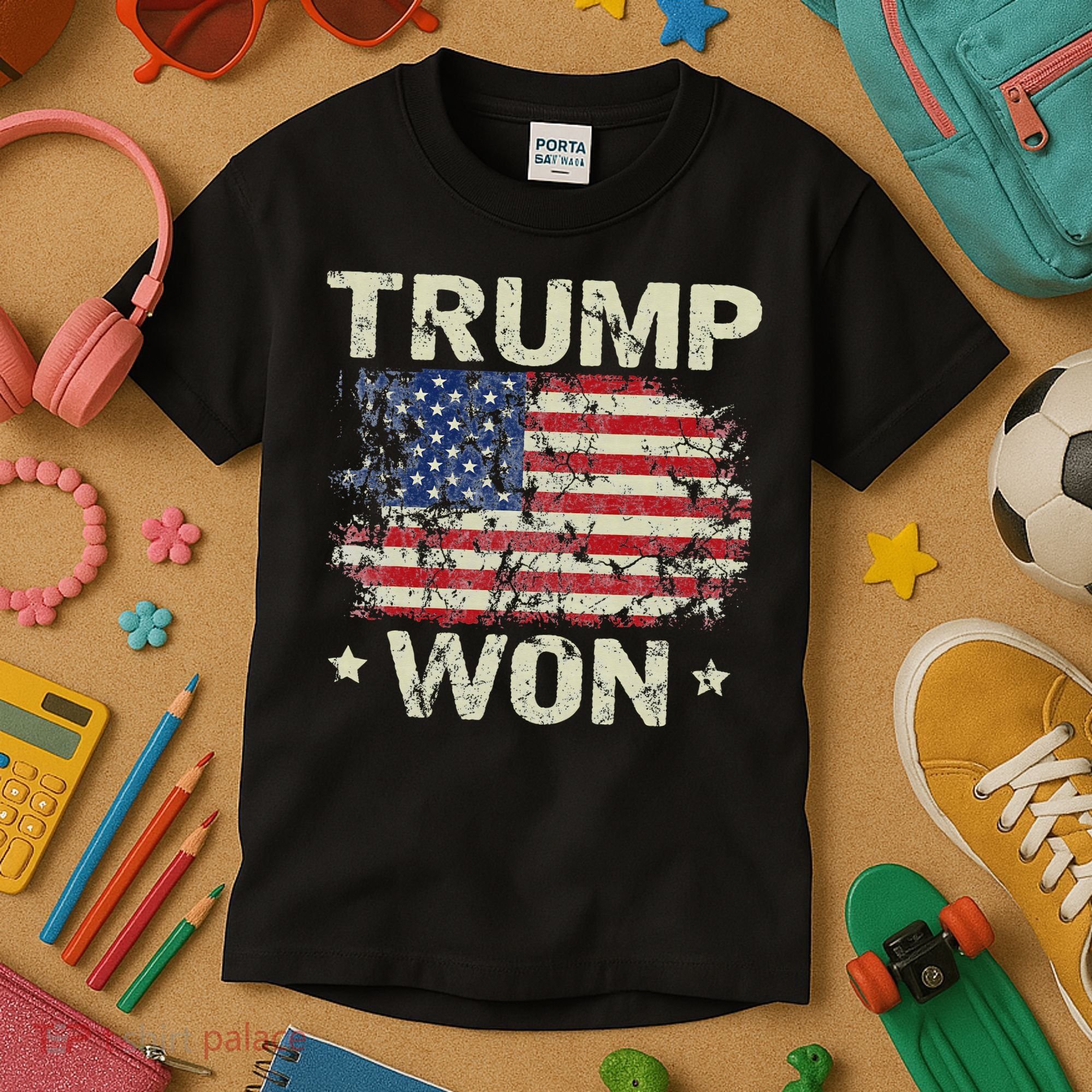 Trump Won 4th of July American Flag Kids T-Shirt